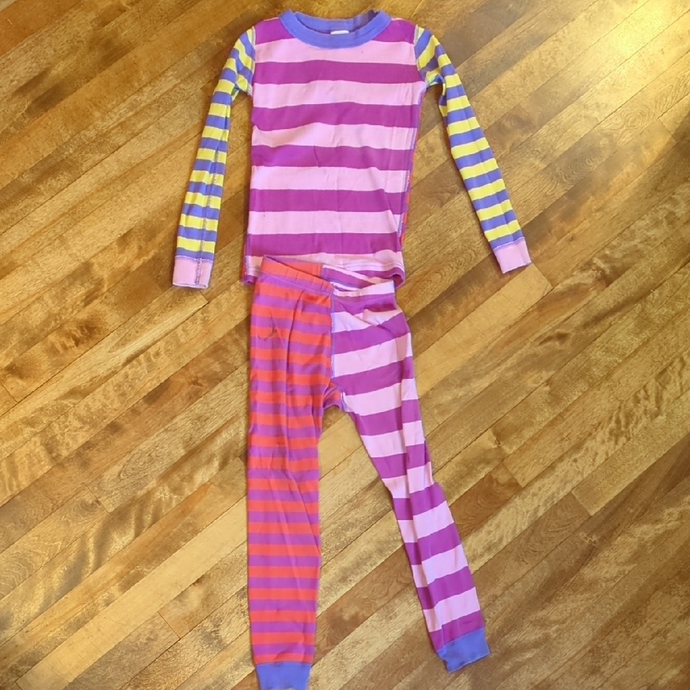 Hanna Andersson Girls Striped Pajama Set (120 cm/US 6-7)